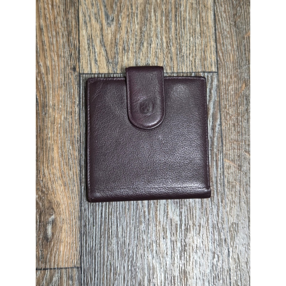 Buxton Velvet Nappa Cowhide Leather Bifold Wallet Burgundy Snap Tab Coin Pocket - Picture 1 of 5